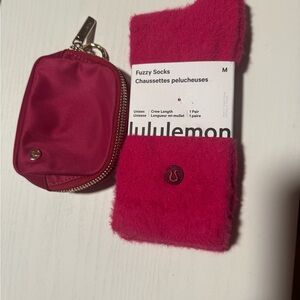 Lululemon everywhere, belt bag, nano & Pink Fuzzy Socks M bundle